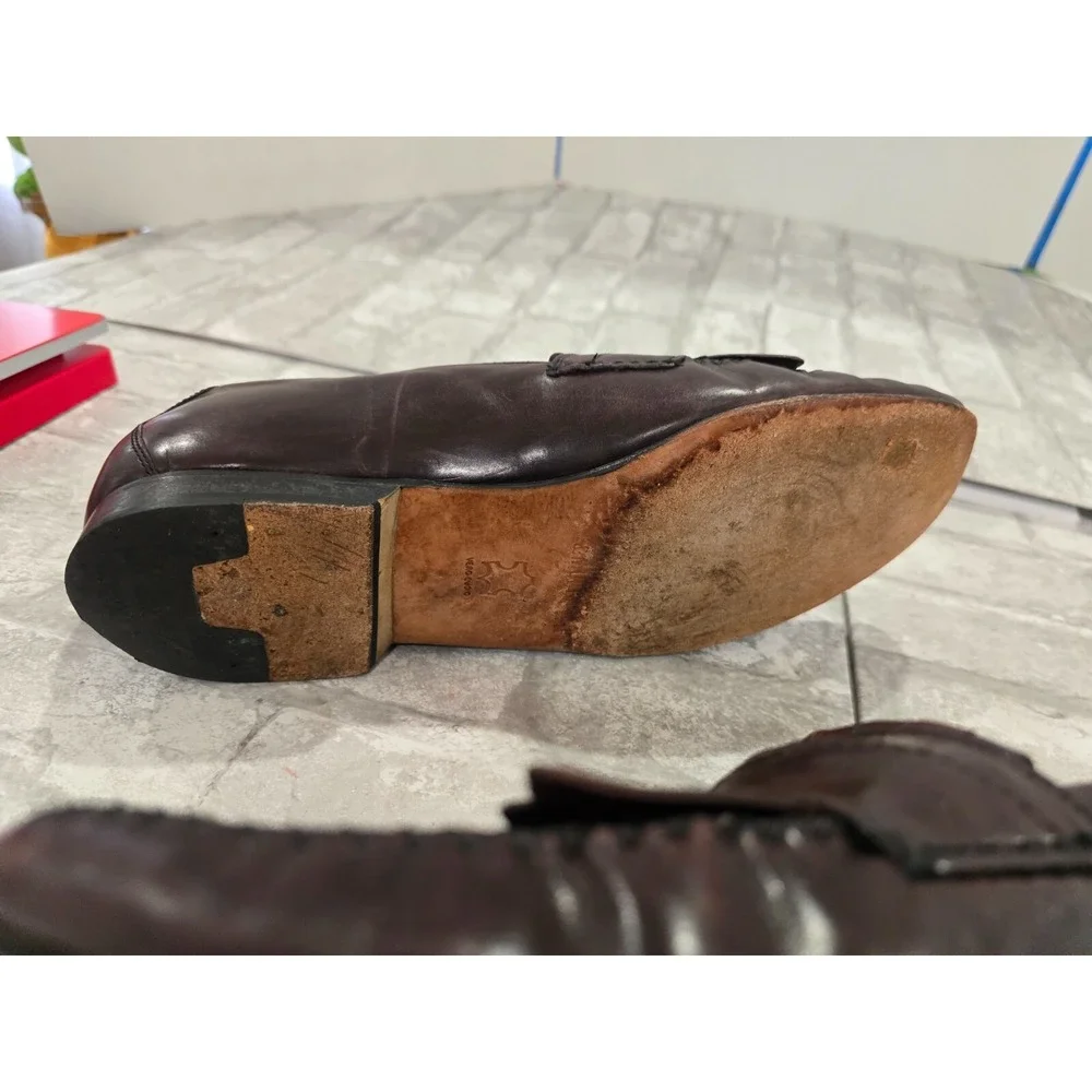 Johnston Murphy Men's Red Brown Leather Tassel Slip On Shoes Size 11 150834‎